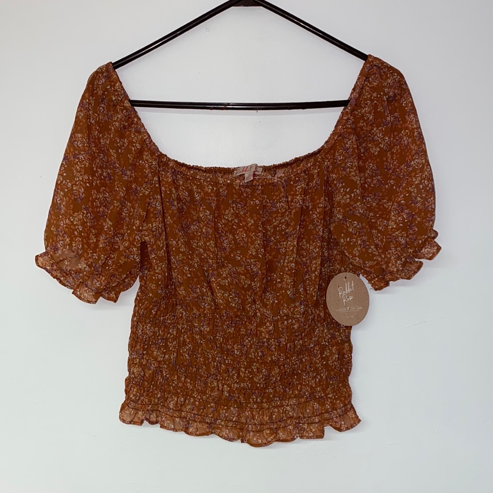 Rusty Floral Women’s Cropped Blouse